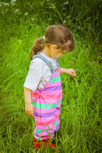 PU Splash Pink Striped Unlined Dungarees