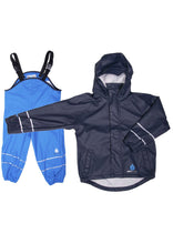 PU Splash Navy/Turquoise Jacket & Dungaree Set