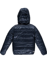 Warm Padded Jacket with Hood in Navy/Lime